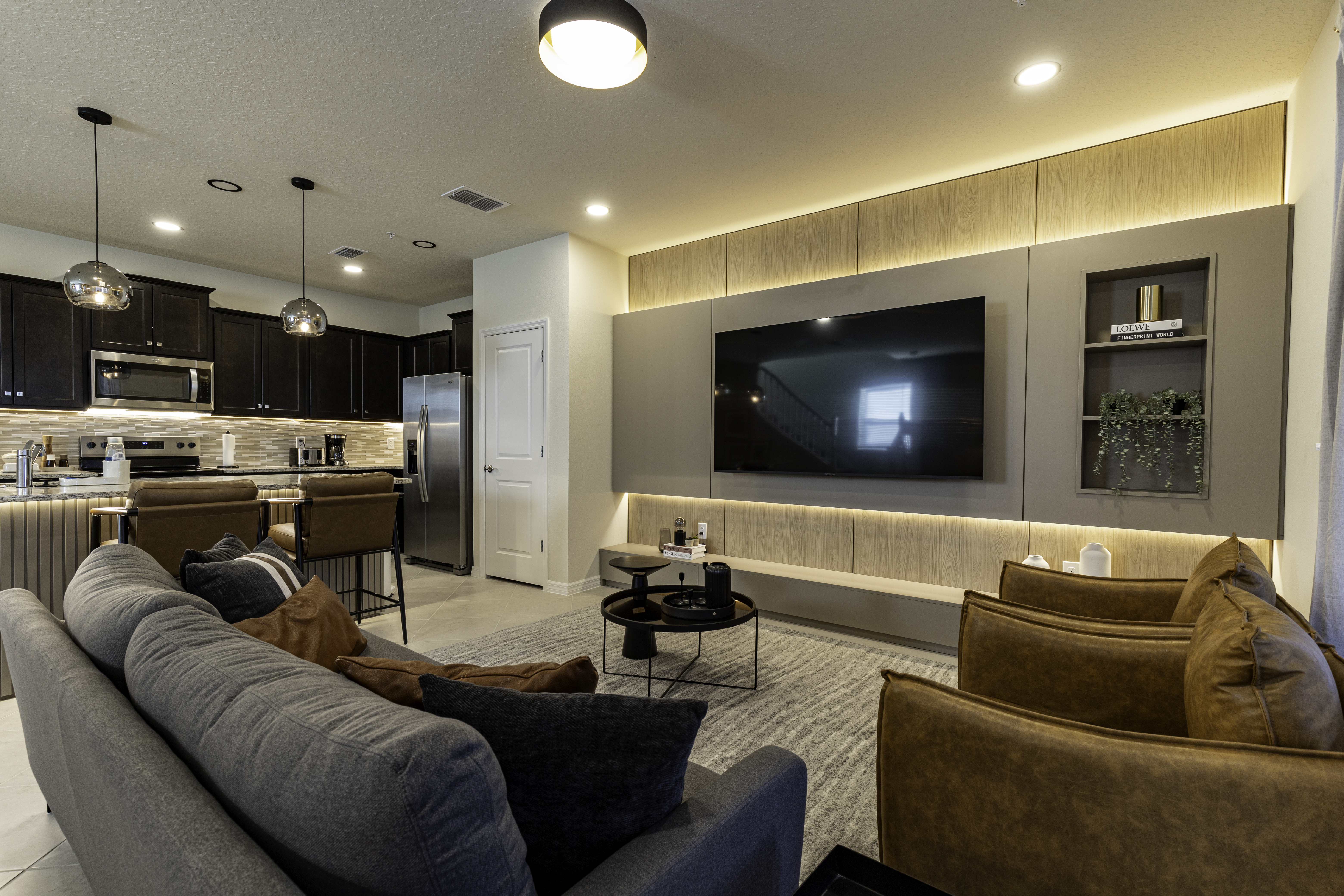 Quarto confortável e decorado da Casa Blue com cama de casal